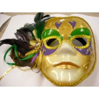goud venetiaans masker pluim opzij