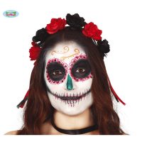 diadeem rood zwart bloemen