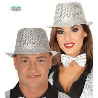 Glitter kojak hoed zilver