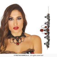 Halsband met rode steen