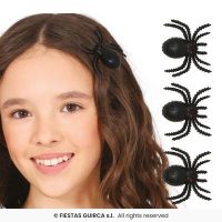 3 Spinnen met haarklem