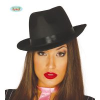 gangsterhoed satin zwart