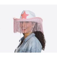 Cowgirl hoed roze/wit