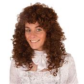 Pruik lange krullen roestbruin