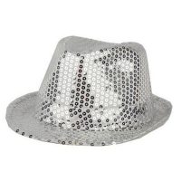hoed disco pailletten zilver