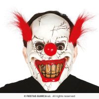 masker horror clown latex — verkleedaccessoire voor Halloween bij Carnavalshop Berlaar