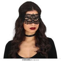 oogmasker zwart geborduurd A — verkleedaccessoire voor carnaval bij Carnavalshop Berlaar