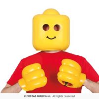 Masker en handen Legoman — verkleedaccessoire voor carnaval bij Carnavalshop Berlaar