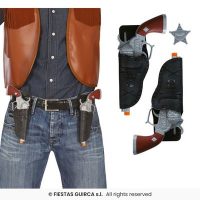 Revolverzak met 2 pistolen 24 cm. — verkleedaccessoire voor een western themafeest bij Carnavalshop Berlaar