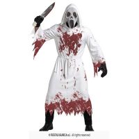 Witte geest met bloed en masker L — verkleedaccessoire voor Halloween bij Carnavalshop Berlaar