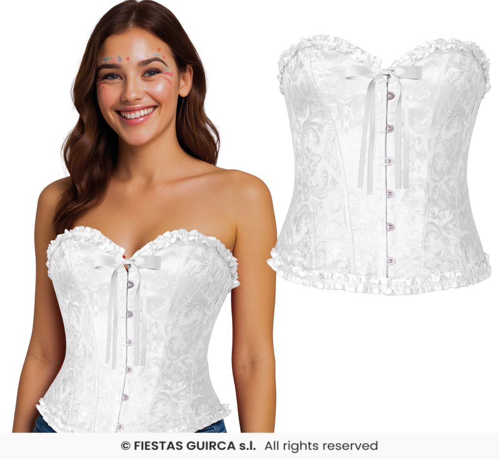 Wit corset XL(44/46) — verkleedaccessoire voor carnaval bij Carnavalshop Berlaar