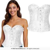 Wit corset XL(44/46) — verkleedaccessoire voor carnaval bij Carnavalshop Berlaar